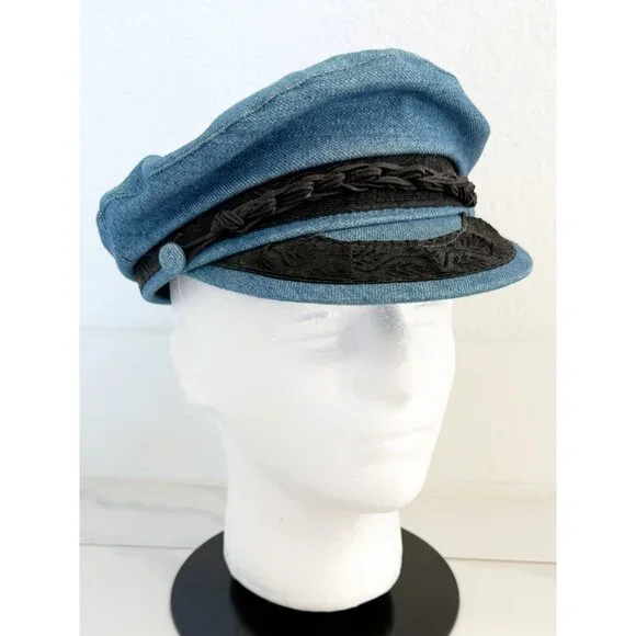Greek Fishermen Blue and Black Denim Cap - Picture 1 of 9